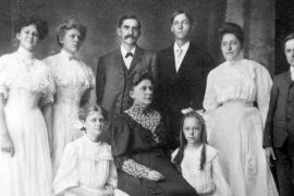 The Schimelpfenig family. Although the records are not clear, it's believed that Lydia Mary is the second from the left, top row, in the photo. // courtesy of the Genealogy Center, Plano Public Library