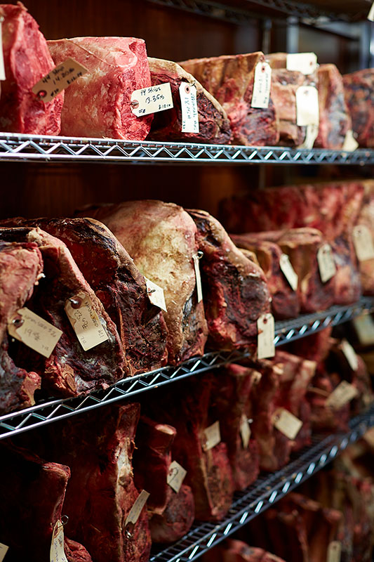 Dry-aging room at Knife Steakhouse // photos Kevin Marple