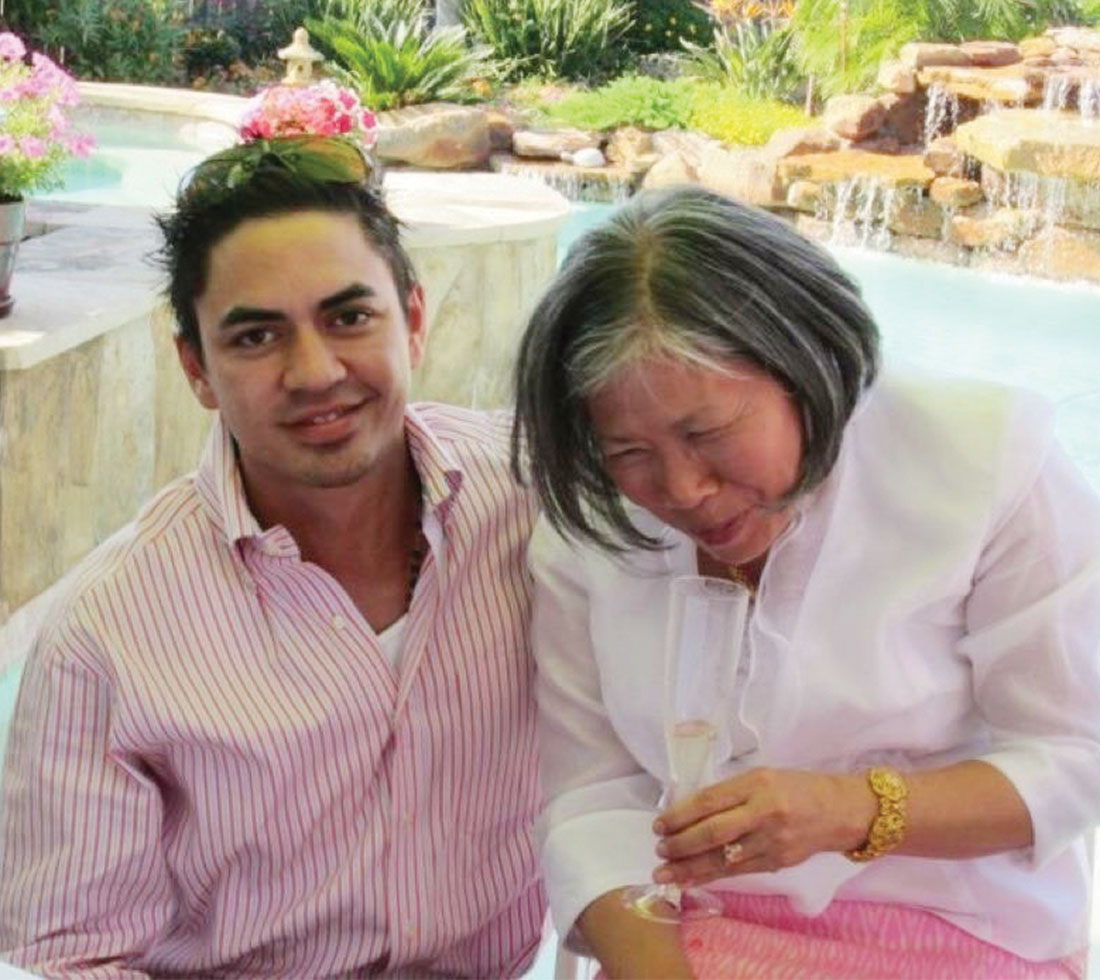 Justin Yaokum with his mother