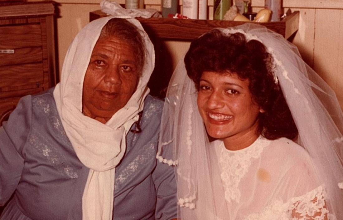 Rehan Bacchus on her wedding day, with Ma at left