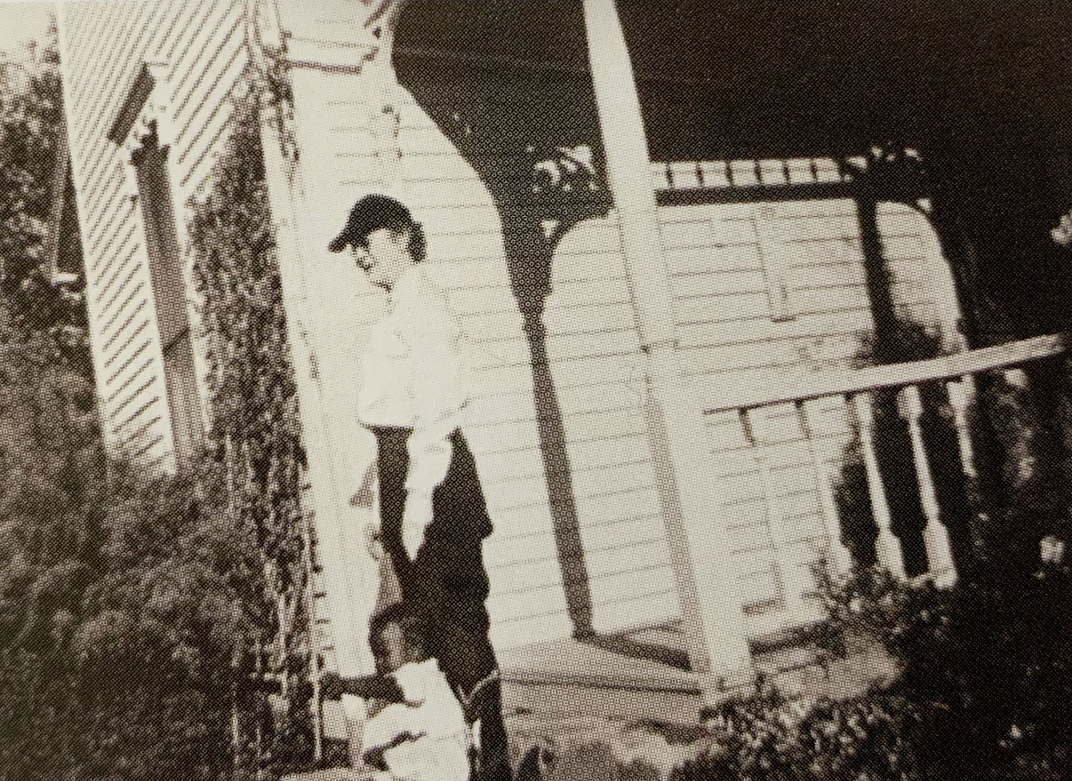 Ammie Wilson on the back porch of her house with her namesake, Ammie Sanders // courtesy Heritage Farmstead Museum