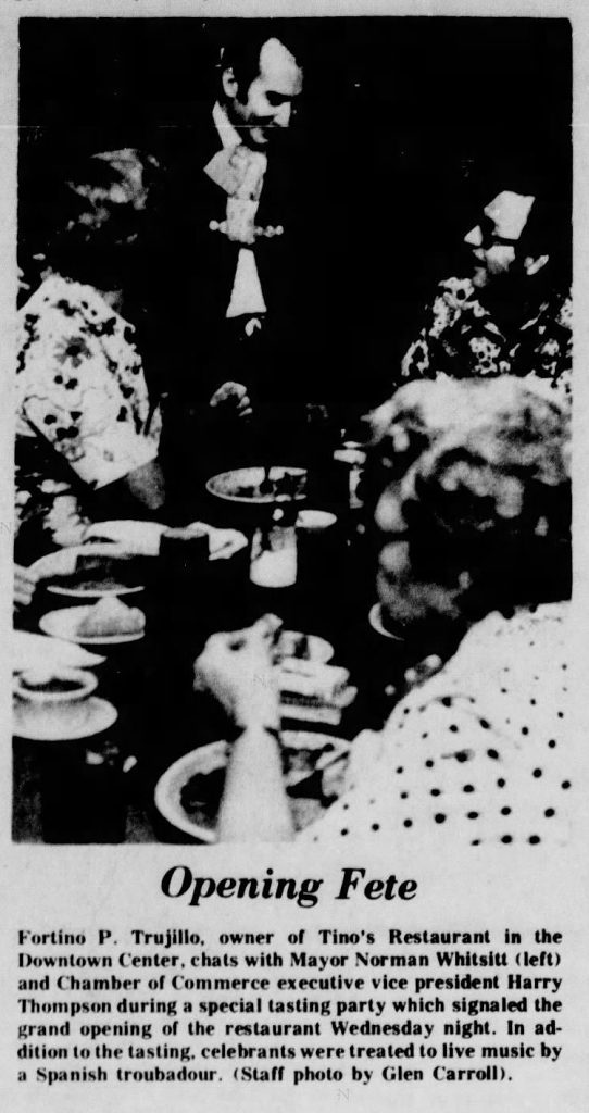 Newspaper clipping from the opening of Tino's restaurant // Plano Daily Star-Courier, Sept. 3, 1976