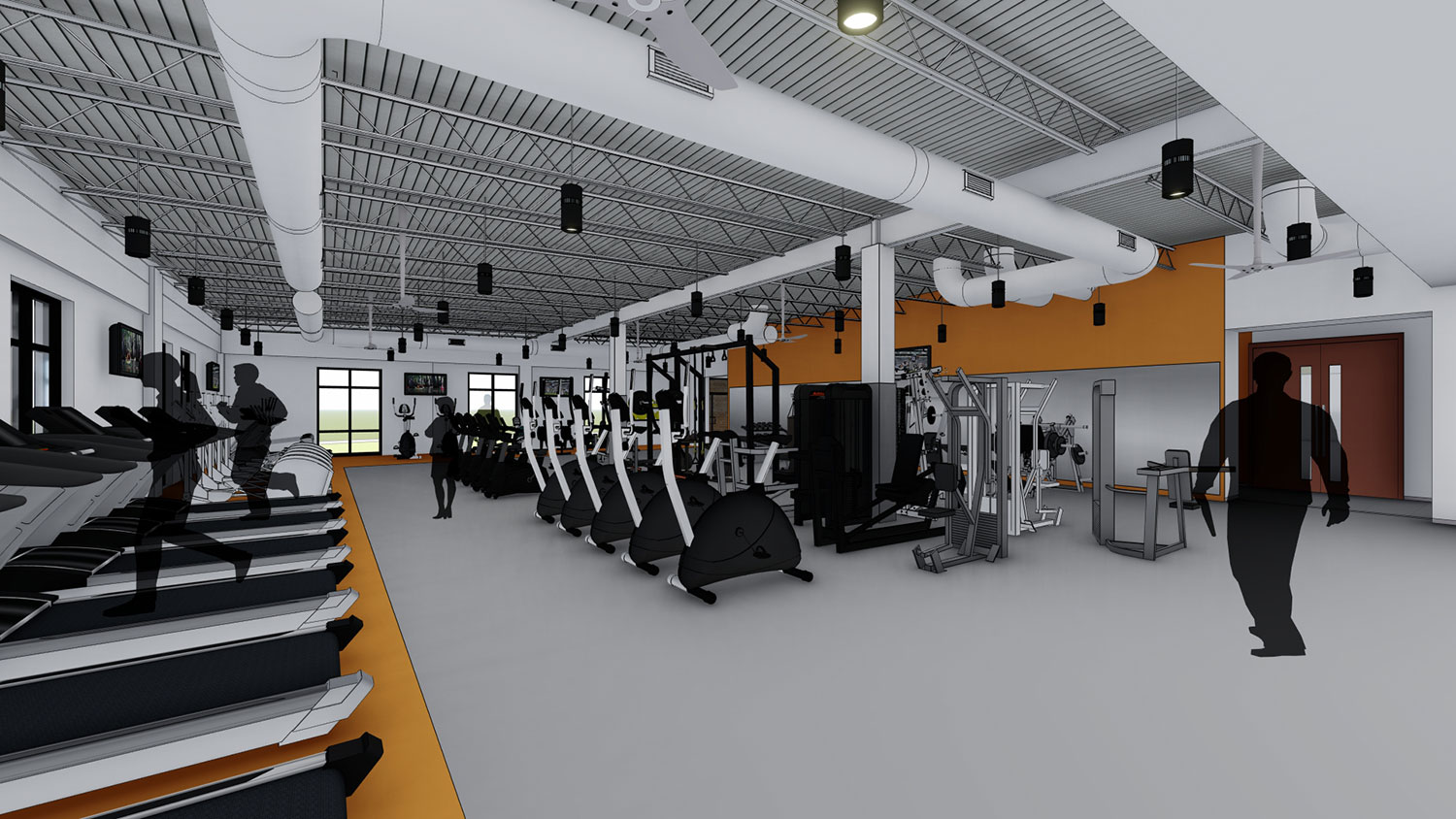 Liberty Recreation Center fitness area rendering