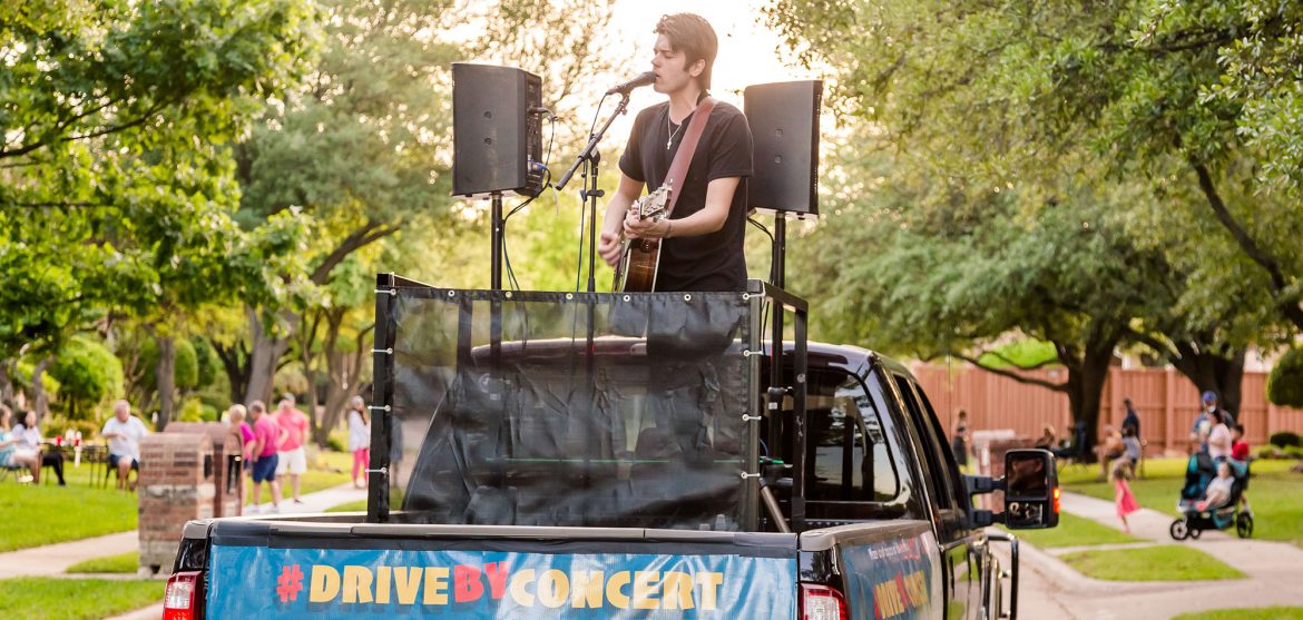 Cameron Havens performing a Drive-by Concert // photo Jennifer Shertzer