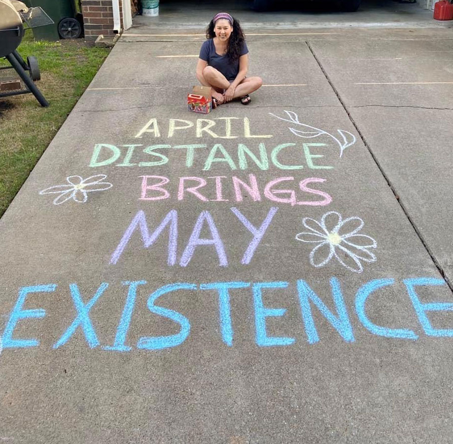 Residents took to the sidewalks to create chalk artwork // courtesy Celine Gomez