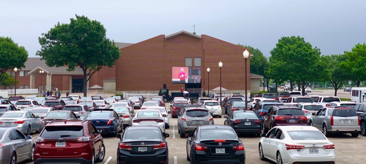 Drive-in church services became a thing // courtesy Grace Church