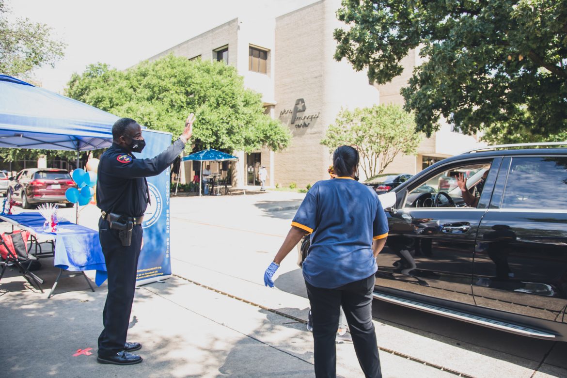 Plano Police Chief Ed Drain and Collin County NAACP President June Jenkins helped celebrate Juneteenth with a drive-through event June 20 // photo Jennifer Shertzer