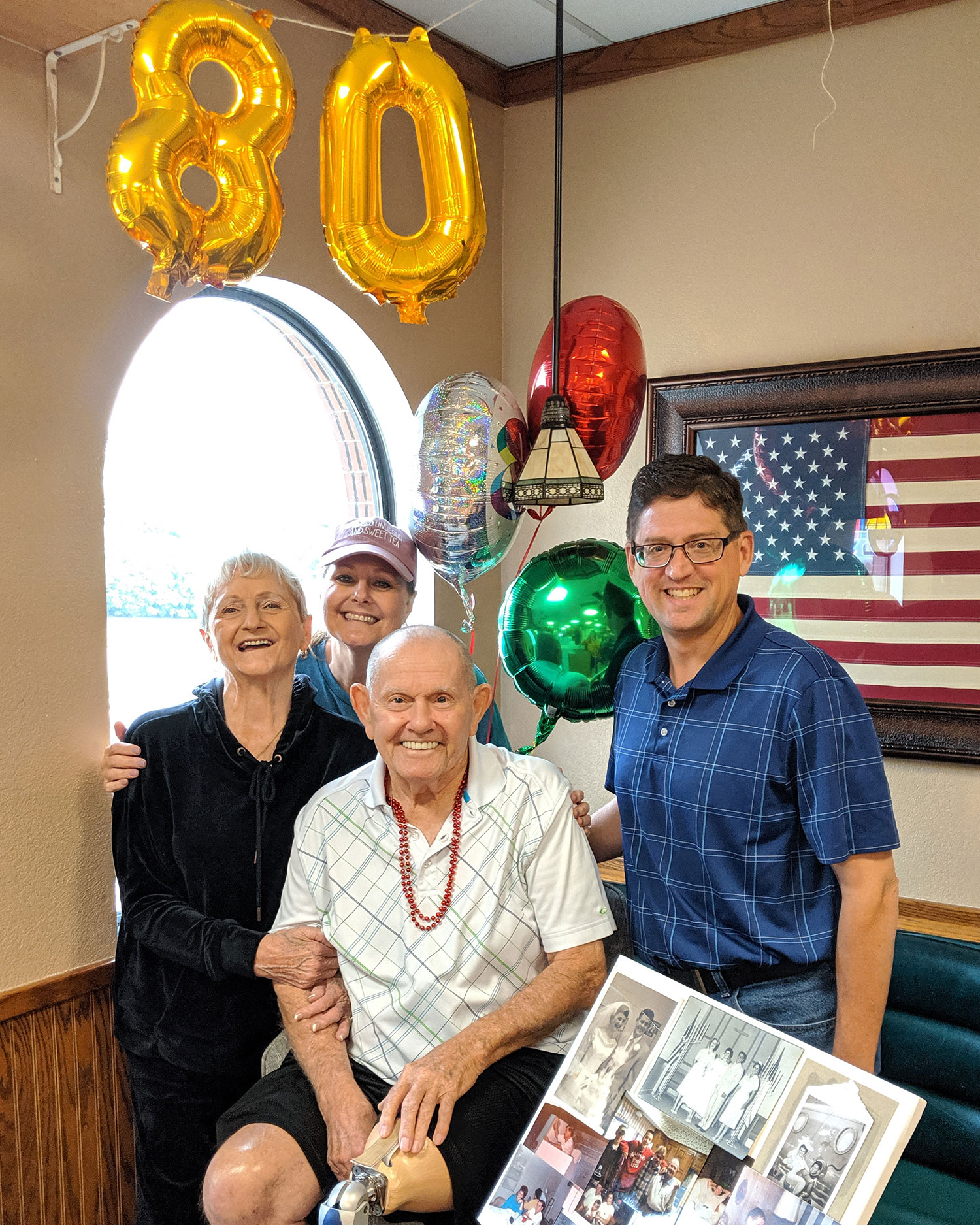 Jerry celebrating his 80th birthday in the restaurant last year with wife Wanda, daughter Linda and son-in-law Aaron // photo Jennifer Shertzer
