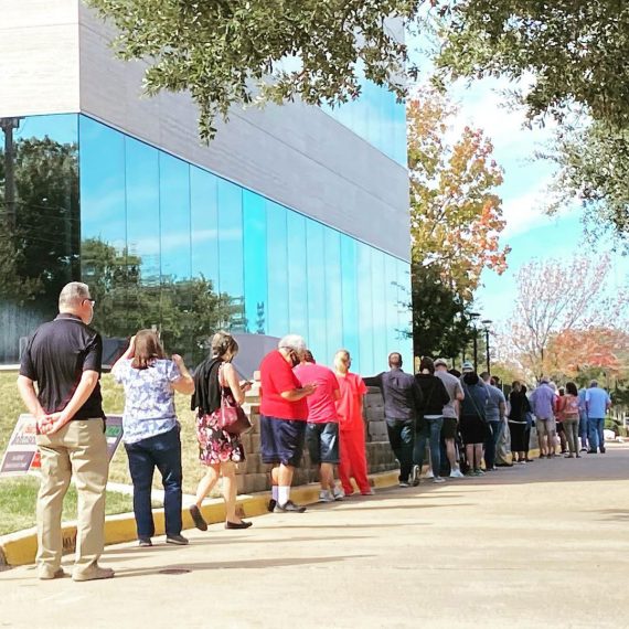 Voters lined up at polls around Plano Oct. 13 to begin early voting for the November election // photo Jennifer Shertzer