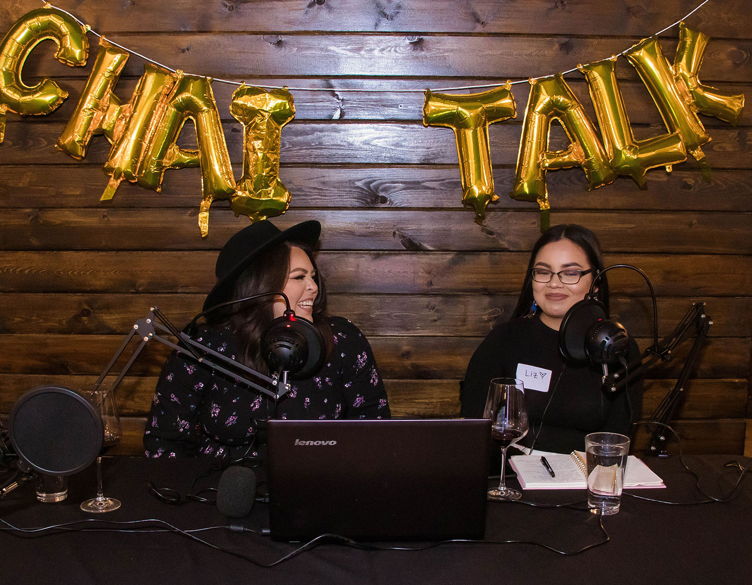 Lizeth Cuyan and Melanie Rodriguez of the Modern Day Mujeres podcast at a Chai Talk Pro event in 2019 