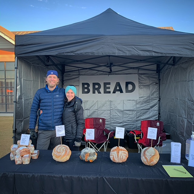 Scott's fancy bread booth at the Coppell Farmers Market