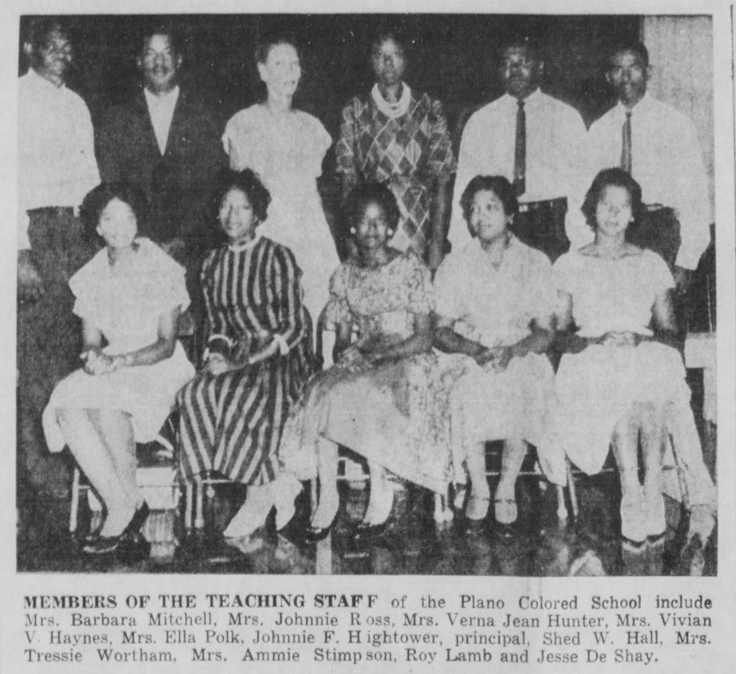Plano Colored School faculty, Oct. 1961 // courtesy Plano Daily Star-Courier