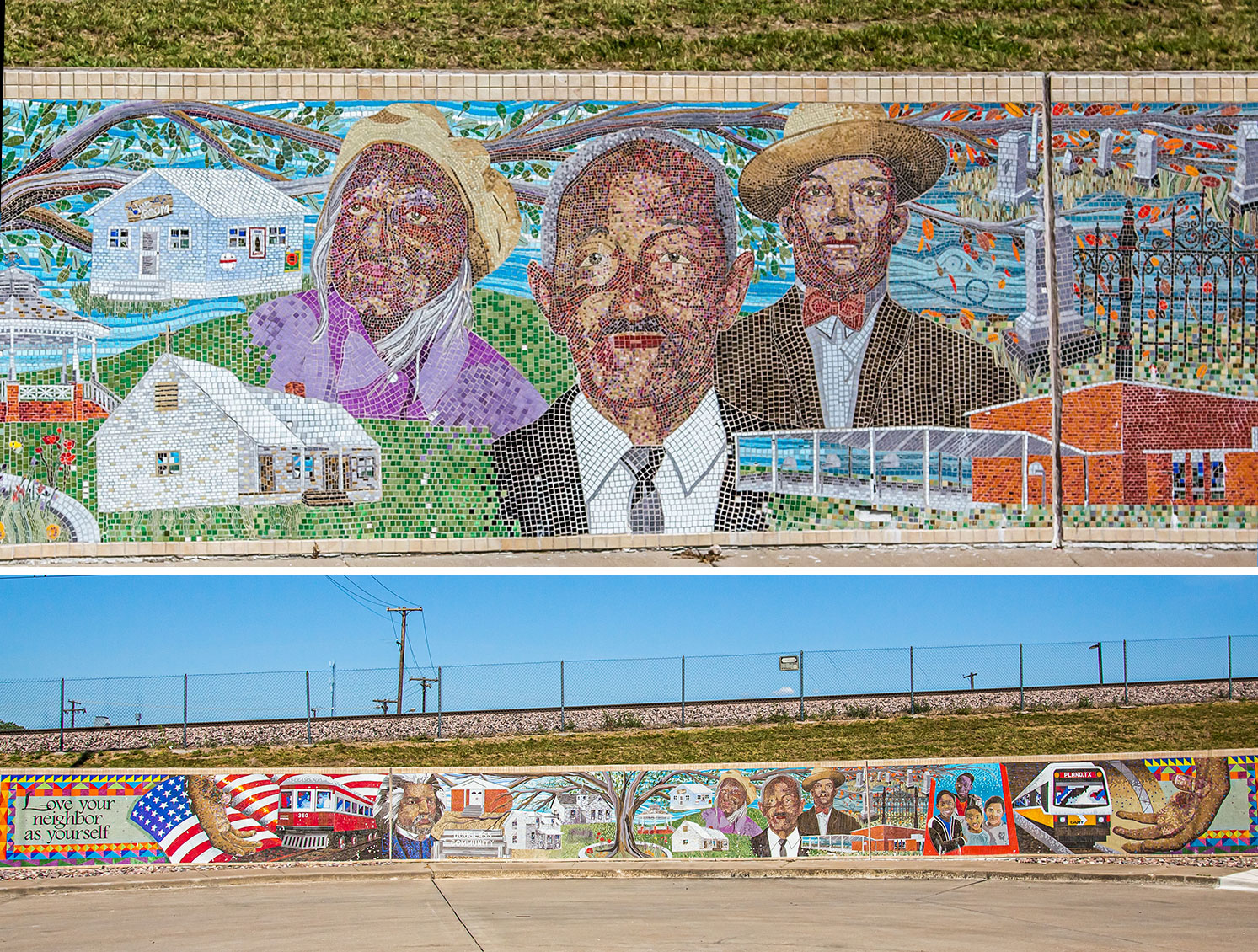 The mural, “Tracks of Our Past and Future,” located in the Douglass Community, honors prominent past residents Jewel Roberts, James Thomas and Andy Drake // photo Jennifer Shertzer