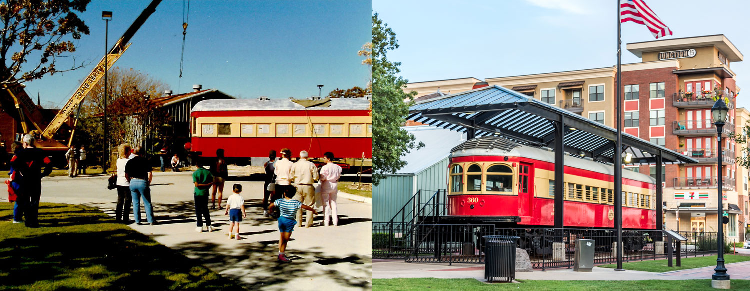 Car 360, a restored Texas Electric Railway car, is on display at the museum