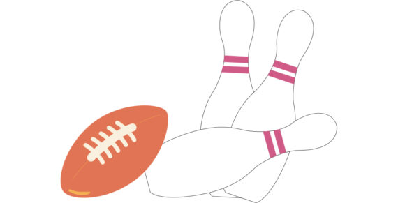 Fowling — bowling with footballs. Illustration by Jynnette Neal.