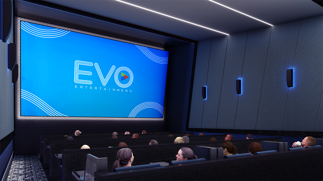 Movie screen inside EVO Entertainment Prestonwood