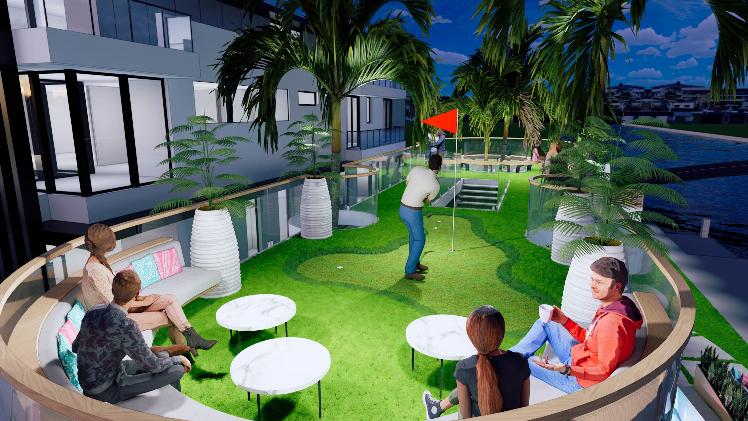 Putting Green. Brad Holley's Million Dollar Pool Design Challenge winning rendering. Courtesy of Brad Holley and Pure Design.