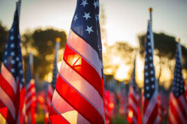 American flags at sunset. Getty Image
