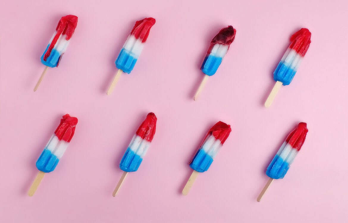 Getty image of red, white and blue ice pops.