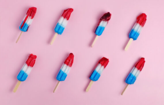 Getty image of red, white and blue ice pops.