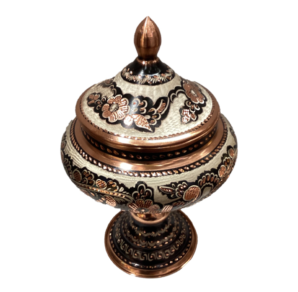 Another Time and Place Hand made ottoman copper large candy holder $397