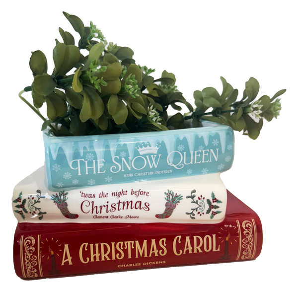 Bibliobar Christmas Book Planter $35